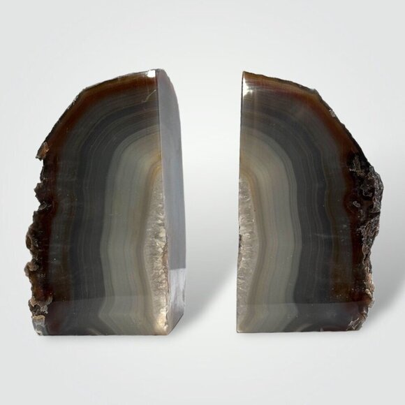 Crystal Agate Bookends w/ Geode Center, Natural Bookshelf Decor, 5+ lbs. (FG) - Picture 4 of 16